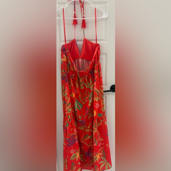 Chelsea & Violet Vibrant Red Tropical  Maxi Dress Size 10 - Picture 5 of 8